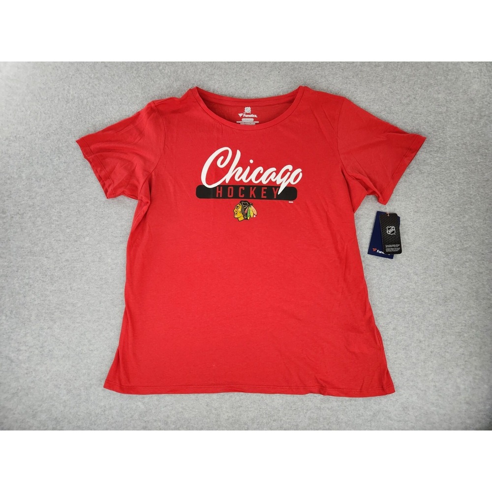 Women's 2XL Chicago Blackhawks Hockey T-shirt Fanatics Logo Red NHL